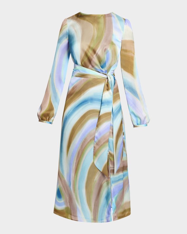 Doria Abstract-Print Georgette Midi Dress